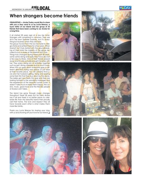 When strangers become friends – Aruba Today