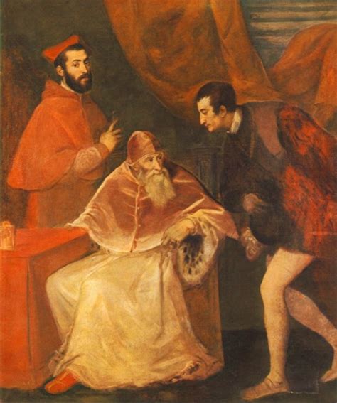 Папа Павел III с Алессандро и Оттавио Фарнезе — Тициан [Vecellio Tiziano]