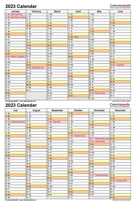 2023 Calendar Excel Template with Holidays - Free Printable