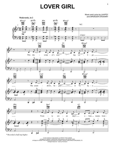 Lover Girl by Laufey Sheet Music for Piano, Vocal & Guitar Chords