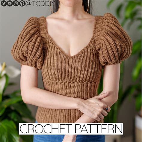 Crochet Pattern Puff Sleeve Top Pattern PDF Download - Etsy