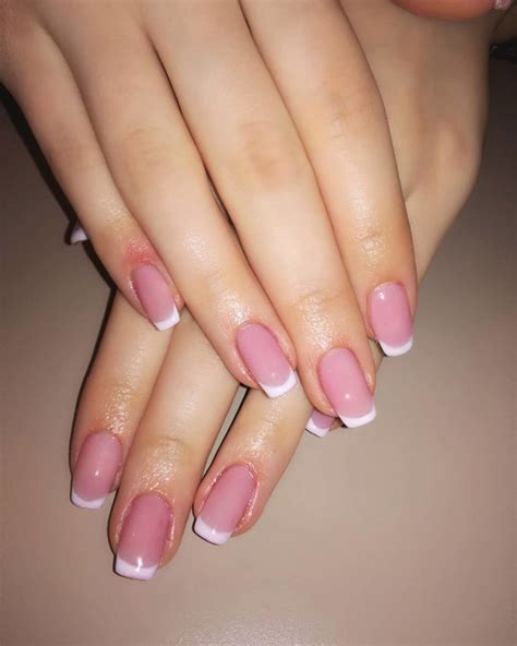 Chic Pink Nails With White French Tips - Blurmark