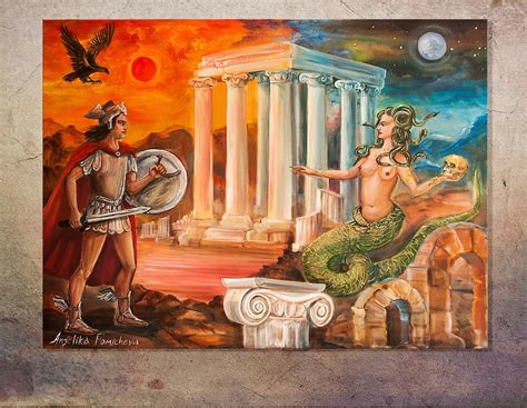 Greek Mythology Art Goddess Oil Painting Perseus and Gorgon - Etsy ...