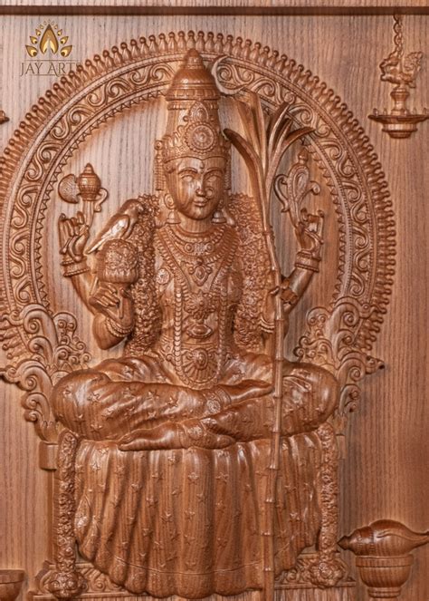 goddess kamakshi love eyed devi wood carving kanchi kamakshi