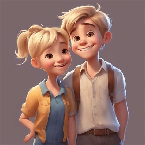 Premium AI Image | 3d cartoon characters couple pixar style