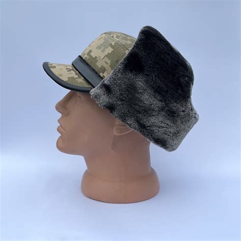 Шапка ушанка с козырьком из искусственного меха камуфляж пиксель мм 14 ...