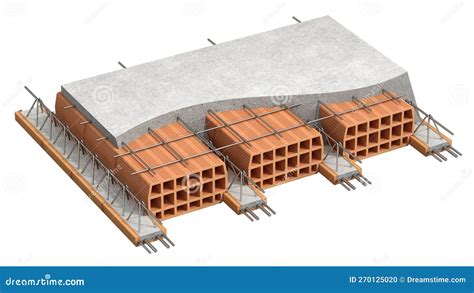 hollow clay floor slab block system  stock illustration