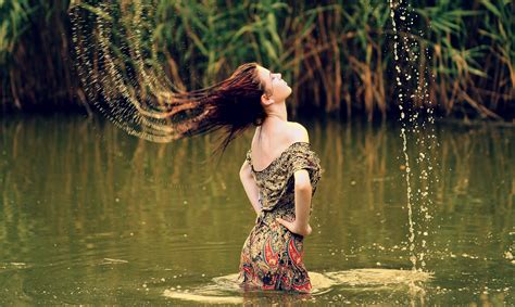 Free Images : water, nature, forest, girl, woman, sunlight, flower ...