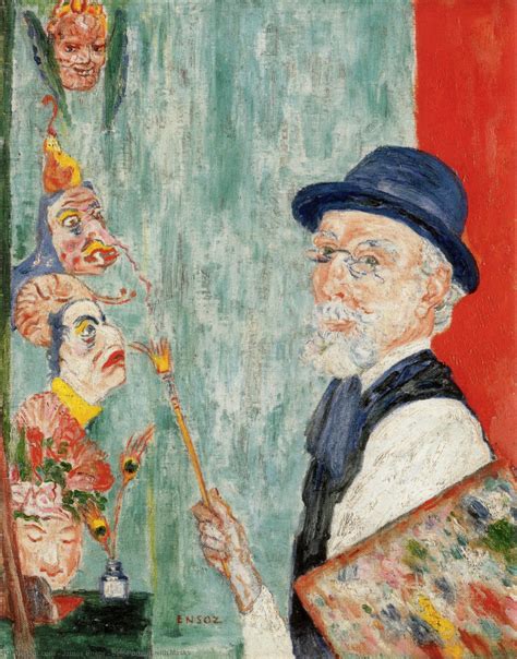 Oil Painting Replica Self-Portrait with Masks, 1899 by James Ensor ...