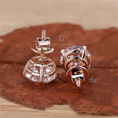 Round Lab Grown Diamond Stud Earrings for Women