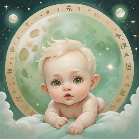 Premium Photo | Zodiac sign Taurus cute baby sits on a cloud with a