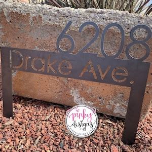 Modern Metal Address Yard Sign Modern Address Sign With Street Name ...