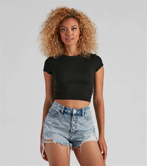womens black crop tops windsor