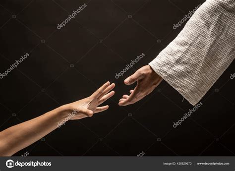 Jesus Christ Rescuing Saving Sinner Dark Night Stock Photo by
