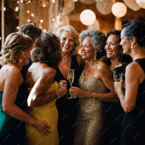 Premium AI Image | group of happy middle aged old woman at the night