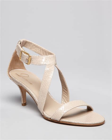 Lyst - Delman Sandals - Iridescent Printed Python Mid Heel in Natural