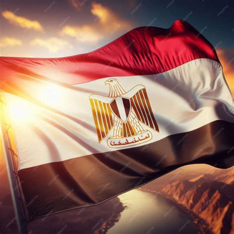 egyptian flag flying   air highlighting  red white black