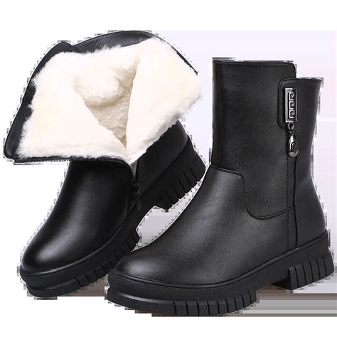 2018 New Black Winter Boots Women Shoes Comfortable Cowhide Leather ...