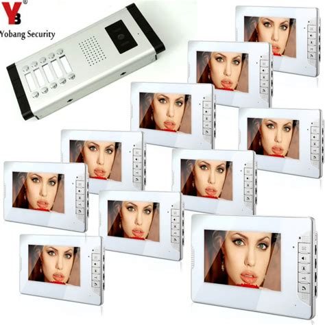 YobangSecurity 10 Units Apartment Intercom Wired 7"Video Door Phone Video Door Entry System ...