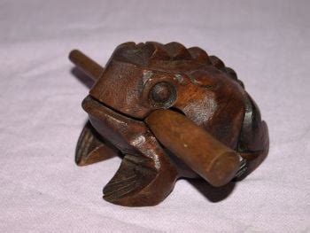 Carved Hardwood Wooden Croaking Frog Instrument Woodenware Treen