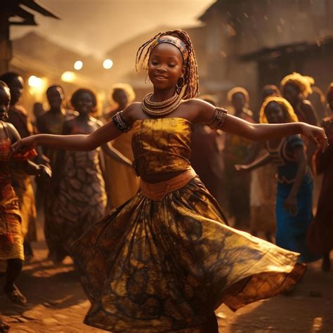 Premium AI Image | African girl dancing national dance in african clothes