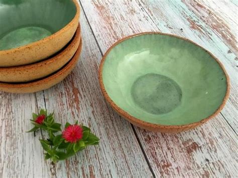 Blue ceramic bowl set handmade pottery bowls modern rustic dinnerware ...