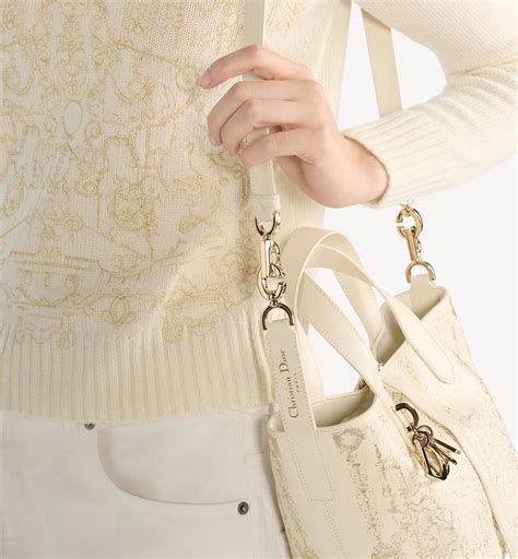 Kleine Dior Toujours verticale tote Lattekleurig kalfsleer met