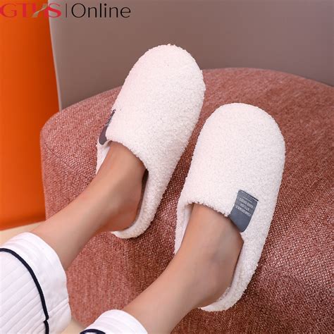 Ladies Fashion Fur Slides Hotel Slippers Fluffy House Indoor Home Women ...