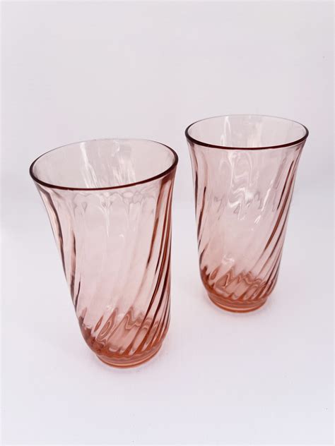 Pink Arcoroc Tumbler Glasses from France 70s/80s - Earth Arts