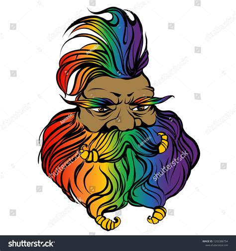 Fantasy Gay Dwarf Engineer Face Rainbow: เวกเตอร์สต็อก (ปลอดค่า