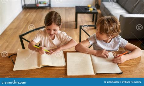 small children study  home   homework stock image image