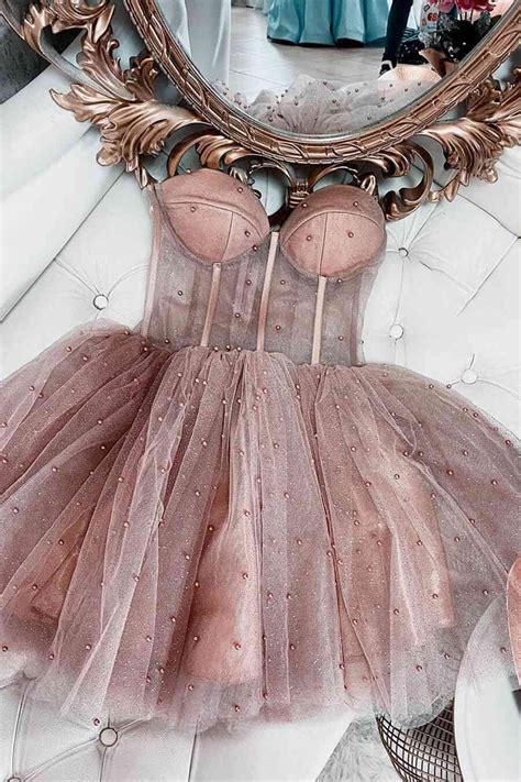 Sleeveless Tulle A-line Dusty Rose Short Prom Dresses Homecoming Dress ...