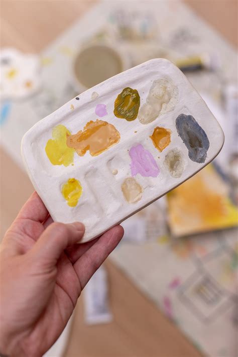 How to Make Paint Palettes with Air Dry Clay - Paper and Stitch