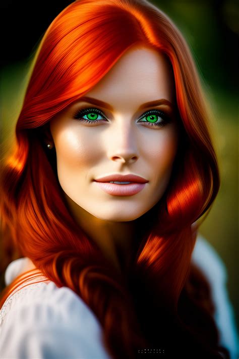 Lexica - A portrait of a redhead beautiful girl, green eyes, highly