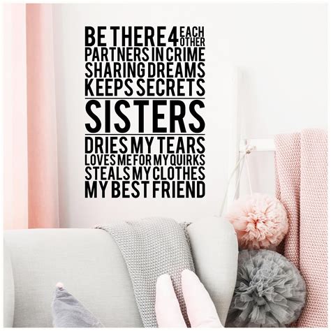 Sisters Be There For Each Other... Best Friend Wall Saying Vinyl