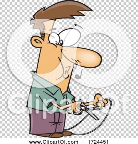 Cartoon Man Cutting a Cord by toonaday #1724451