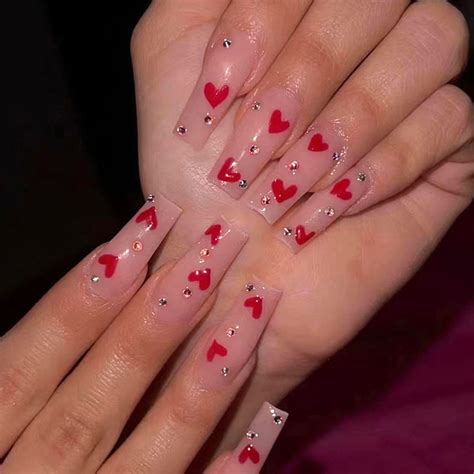 Amazon.com: 24 Pcs Press on Nails Heart Fake Nails Cute False Nails