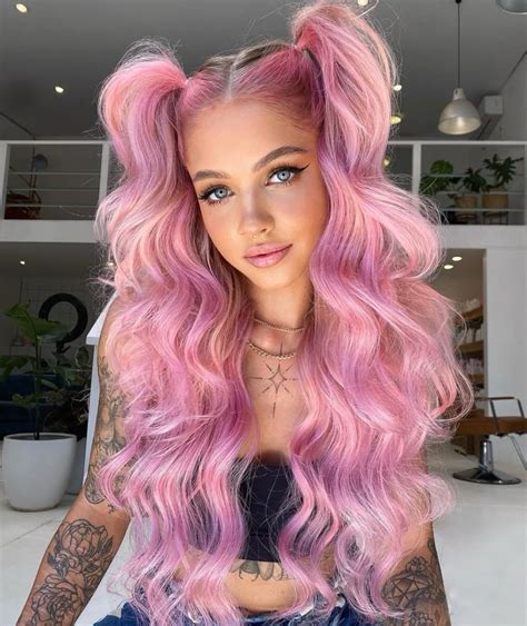 pink wavy ponytails hair styles pretty hair color pink hair