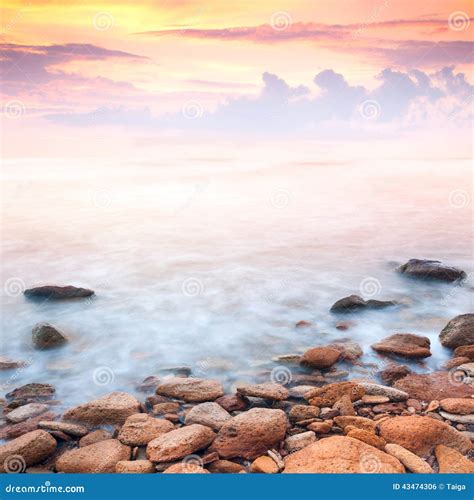 Beautiful Sunrise Over the Rocky Sea Coast Stock Photo - Image of dusk