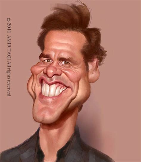 a caricature of a smiling man with his hand on his face and one eye open