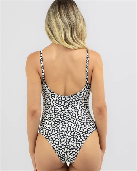 Shop Hurley Daisy Fields Singlet One Piece Swimsuit In Black - Fast