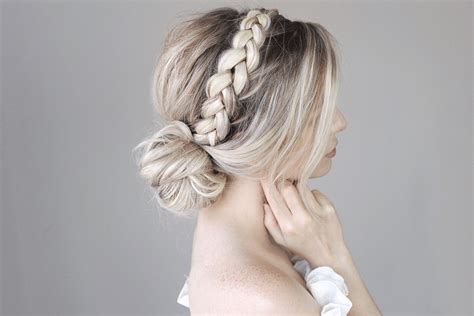 easy elegant bun  braid detailing alex gaboury