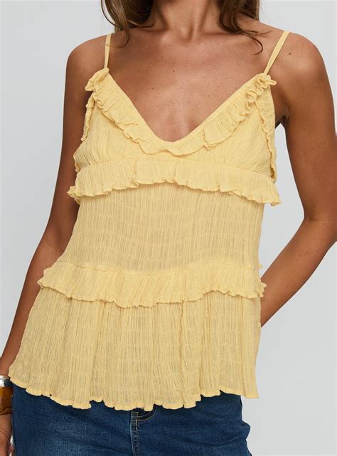 Jorjia Ruffle Cami Top Yellow | Princess Polly