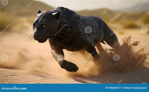 Black Panther Running with Sands Stock Illustration - Illustration of ...