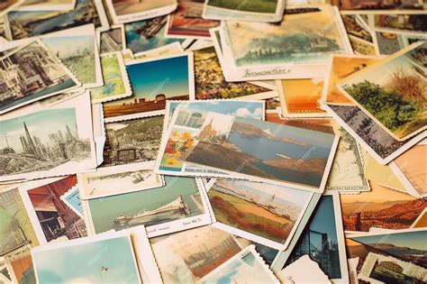 premium ai image  pile  vintage postcards showcasing beautiful ai