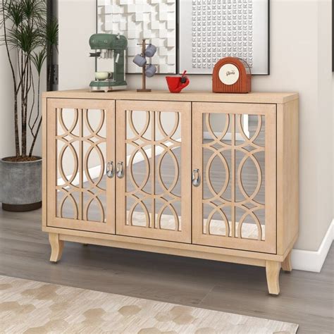 Aoolive Sideboard Buffet Cabinet with Glass Doors, Console Table for ...