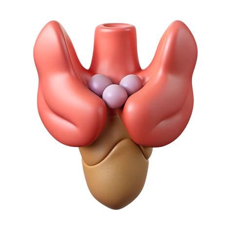 3D medical illustration of the human thyroid gland with parathyroid