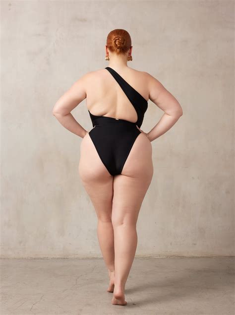MBM Swim - Black one-piece one-shoulder swimsuit w/ cutout, high cut