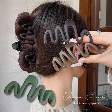うねうねバンスクリップ ヘアクリップ マットカラー ヘアアクセサリー ブラウン ブラック マット まとめ髪 多毛 おしゃれ CR-91 ...