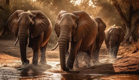 Premium AI Image | Large African elephant herd walking through dusty savannah wilderness ...